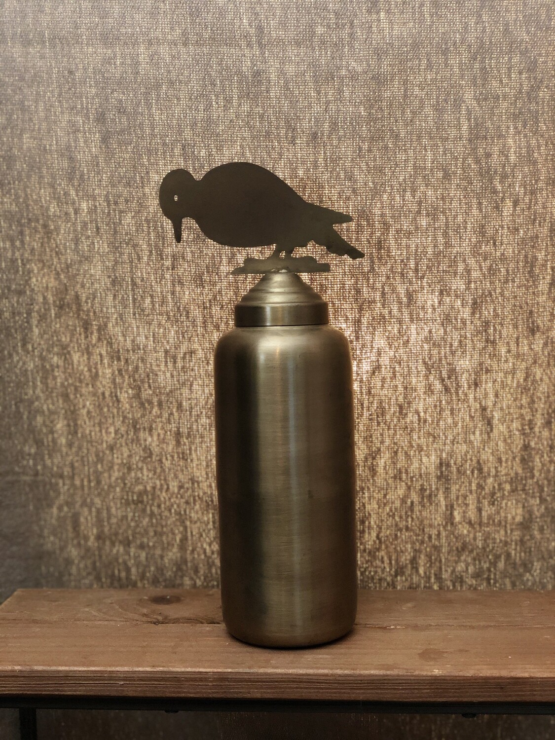 Brass Vessel w/Bird Finial - Med