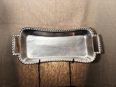 Silver Beaded Rect Tray 18&quot;