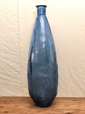 Icey Blue Recycled Glass Vase - Tall