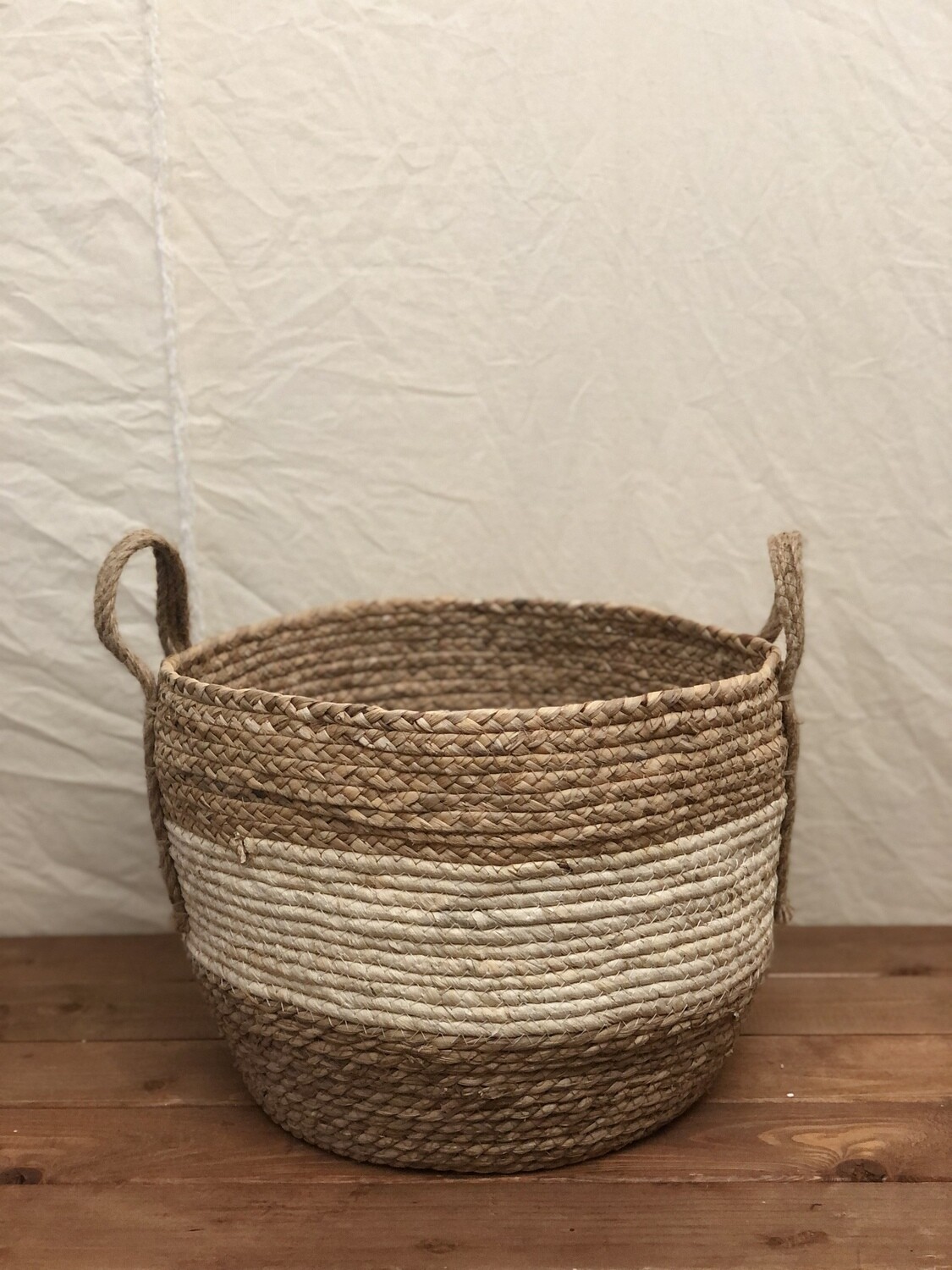 Cream/Tan Cornleaf Basket - Lg