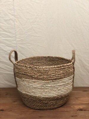 Cream/Tan Cornleaf Basket - Lg