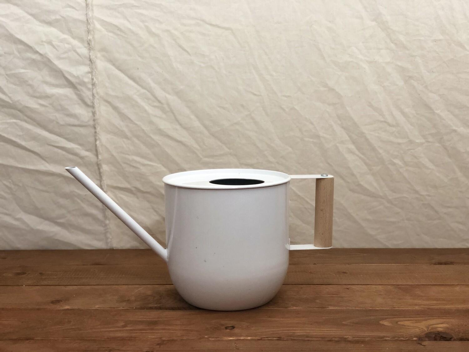 Watering Can Zinc w/Wooden Handle White 5.5" Watering Can Zinc w/Wooden Handle White 5.5"