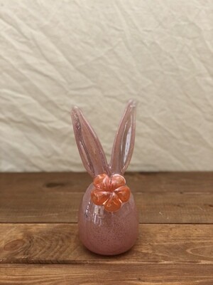 Glass Bunny & Flower Egg Décor - Pink