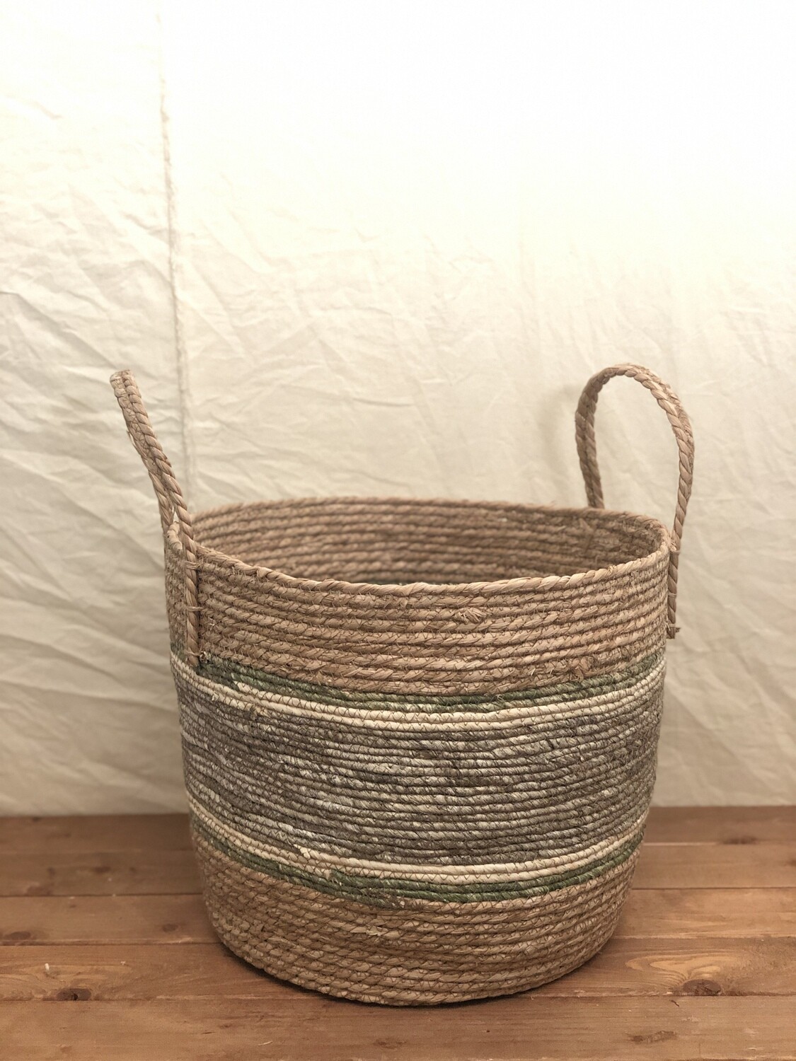 Grey/Tan Cornleaf Basket - Lg
