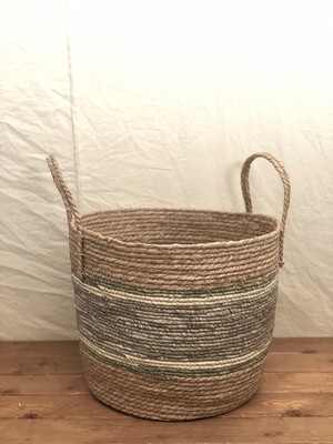 Grey/Tan Cornleaf Basket - Lg