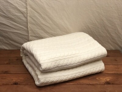 Cable Knit Throw Blanket White 58&quot;
