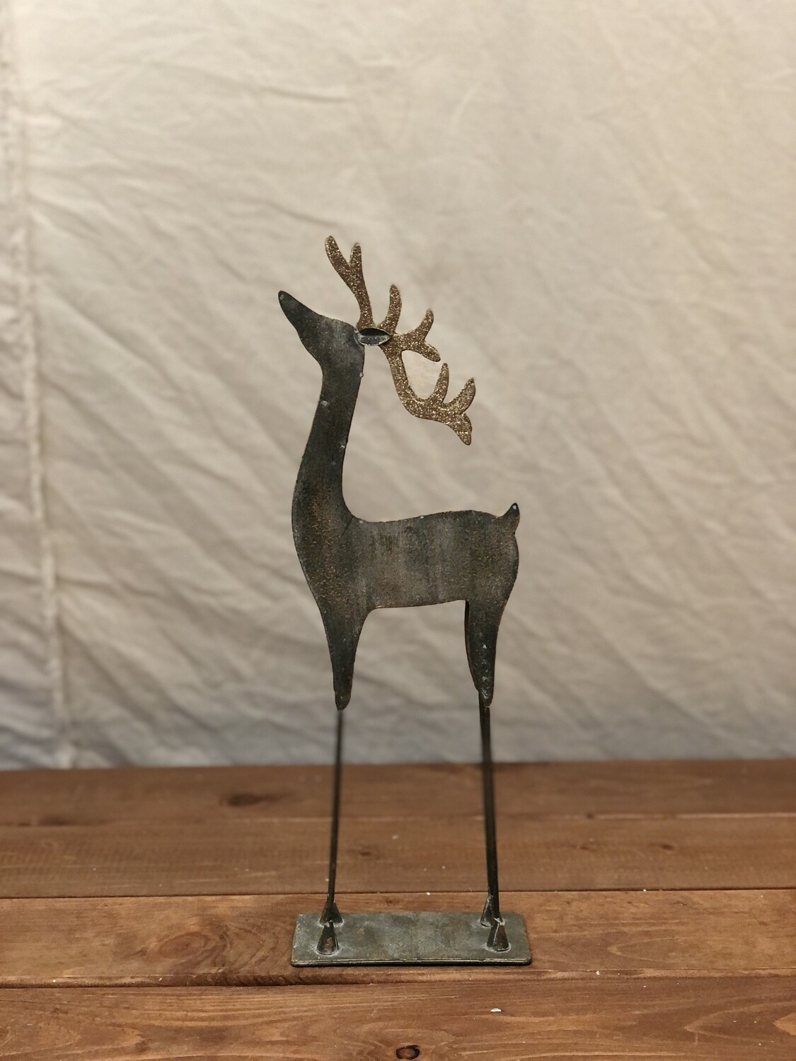 Metal Reindeer Rustic w/Gold Antlers - Sm