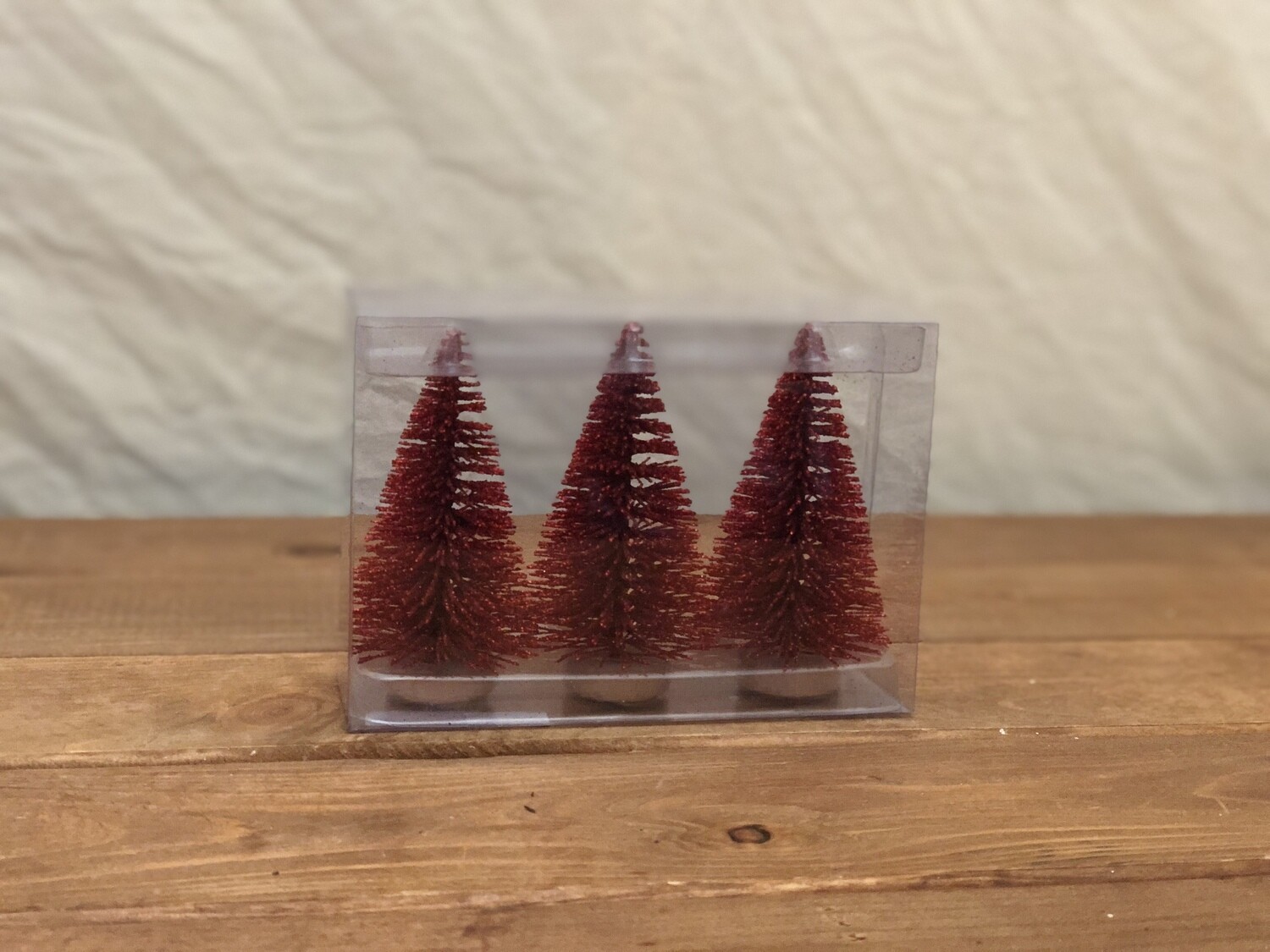 S/3 Boxed Red Bristle Trees