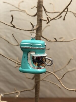 Blown Glass Countertop Mixer Teal
