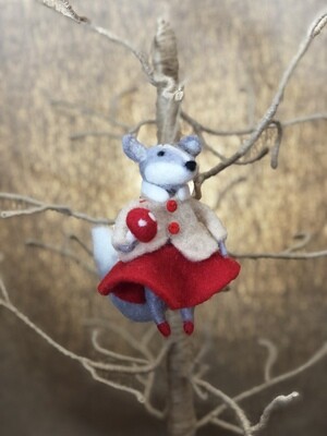Felt Woodland Badger w/Red Skirt Ornament Felt Woodland Badger w/Red Skirt Ornament
