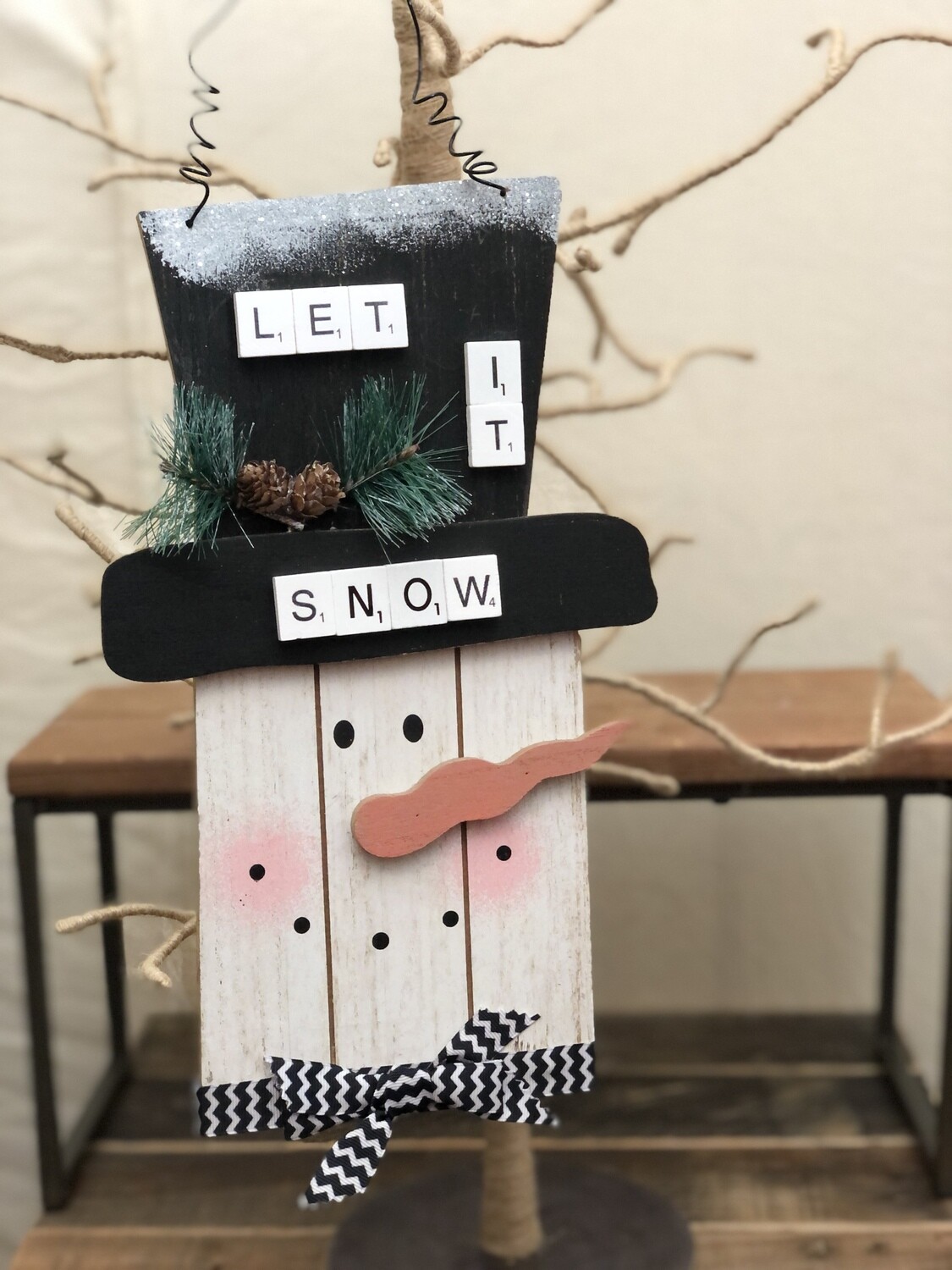 Let it Snow Scrabble Snowman Ex. Lg. Wall Plaque 7&quot;L x 12&quot;H