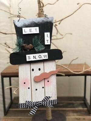 Let it Snow Scrabble Snowman Ex. Lg. Wall Plaque 7&quot;L x 12&quot;H