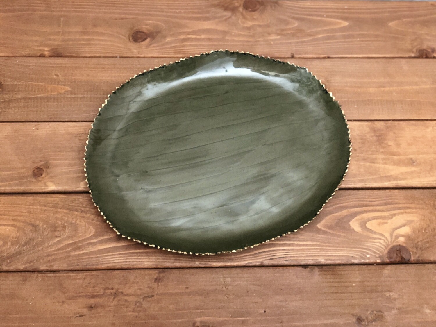 Green Decorative Oval Tray - Sm