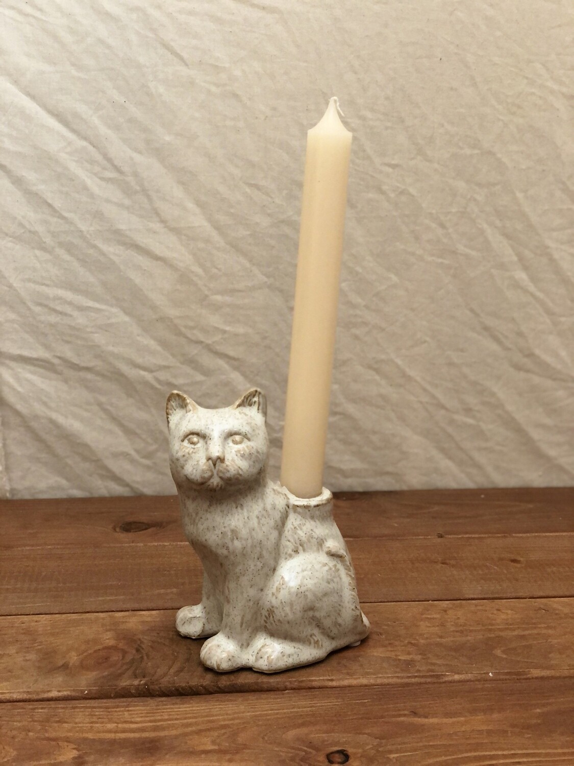 White Cat Taper Holder