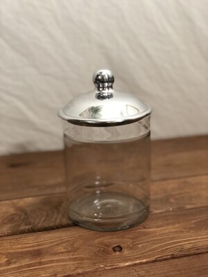 Glass Canister w/Silver Metal Lid