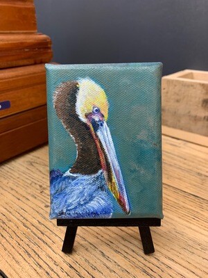 Pelican on Canvas w/Easel - Med
