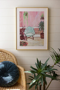 Framed Blue Chair Print Under Glass