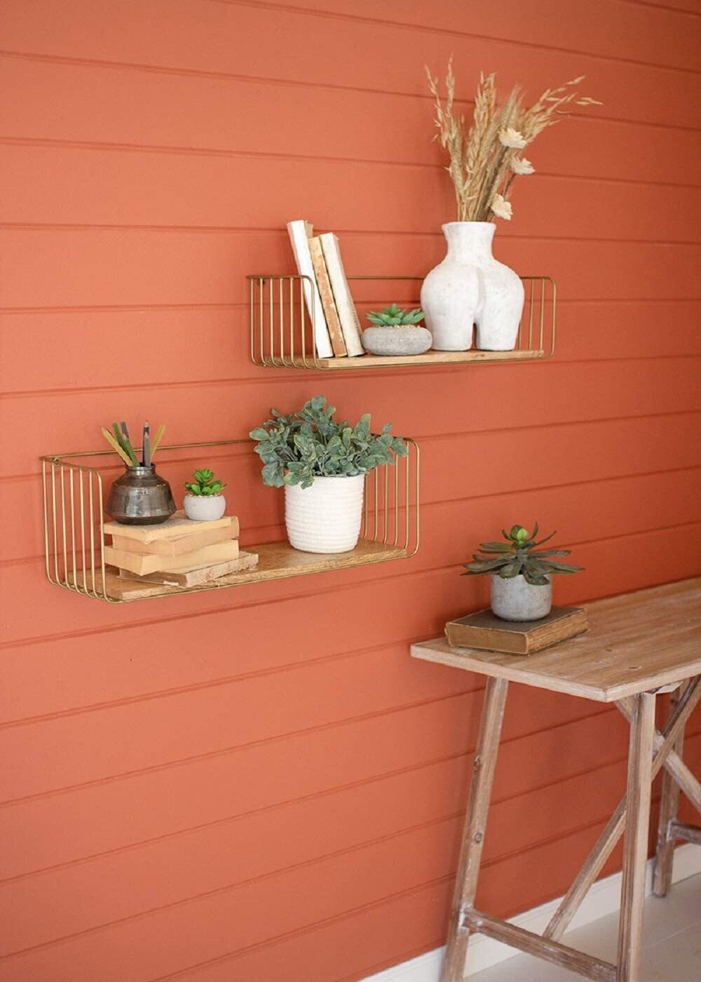 Wood & Wire Shelf - Sm Wood & Wire Shelf - Sm