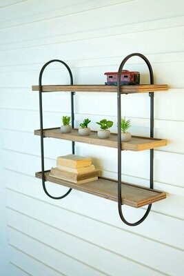 Metal Frame w/Three Wooden Shelves
