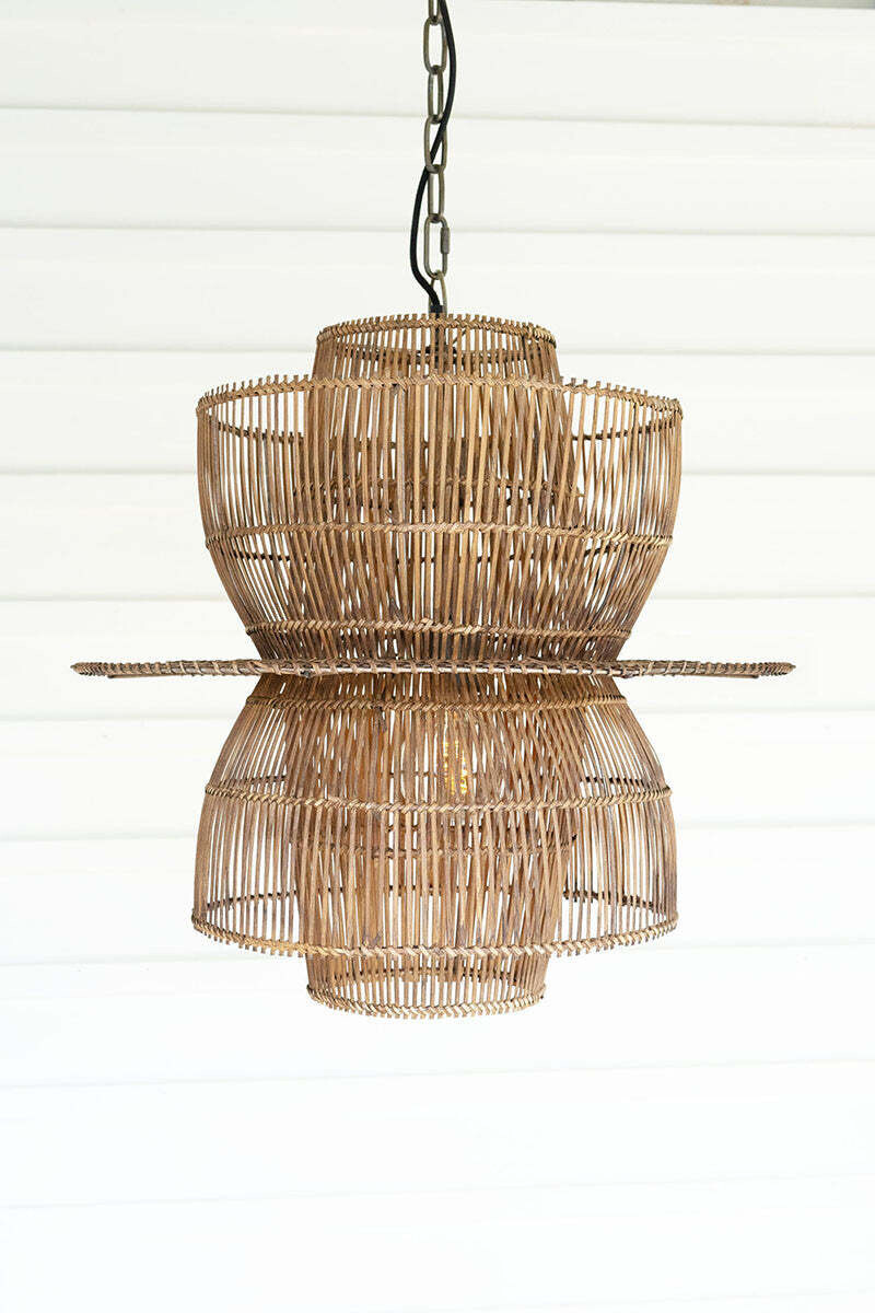 Woven Multi-Tiered Rattan Pendant Light