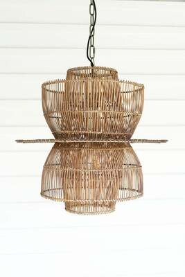 Woven Multi-Tiered Rattan Pendant Light
