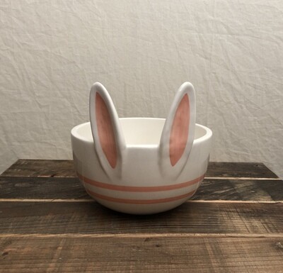 Pink and White Bunny Bowl