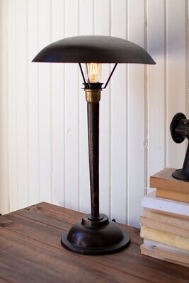 Antique Black Table Lamp w/Dome Shade