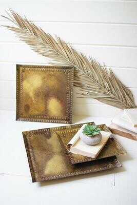 Antique Brass Square Tray Med