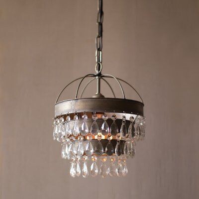 Pendant Lamp w/Layered Shade &amp; Hanging Gems