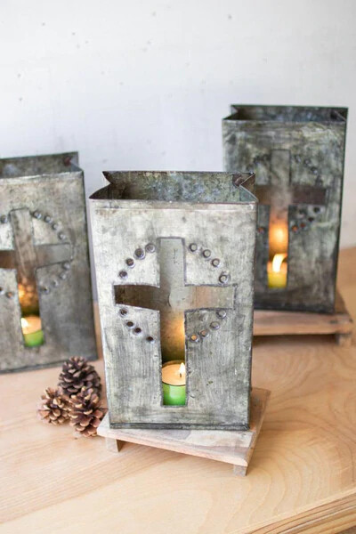 Recycled Metal Cross Luminary