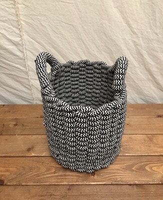 Cotton Rope Basket - Black &amp; White Med