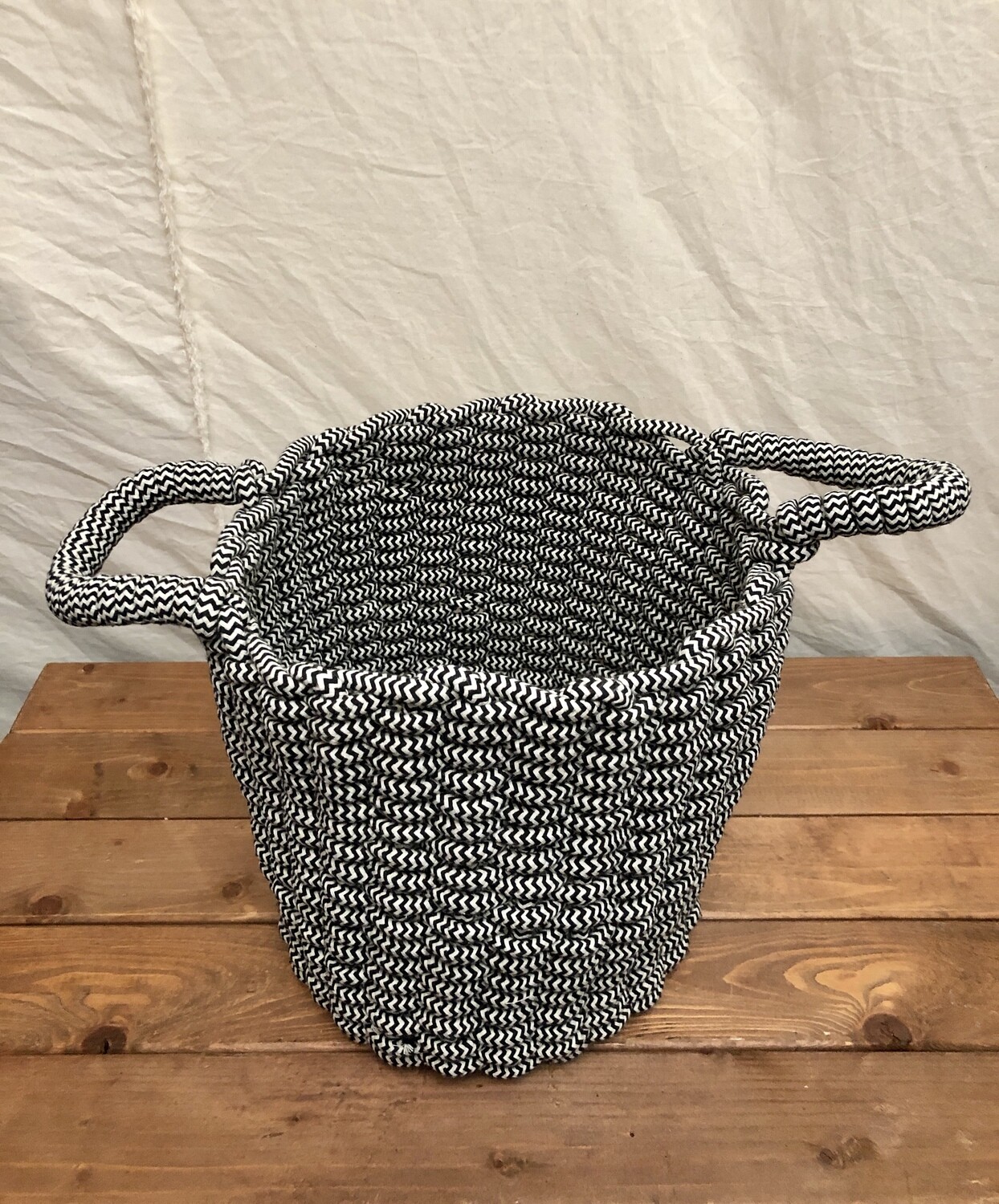 Cotton Rope Basket - Black & White Lg Cotton Rope Basket - Black & White Lg