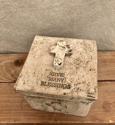 Give Many Blessings Clay Cross Box w/12 Crosses