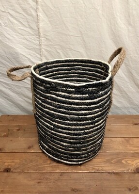 Tall Basket w/Holes - Black & Natural Stripes Med Tall Basket w/Holes - Black & Natural Stripes Med