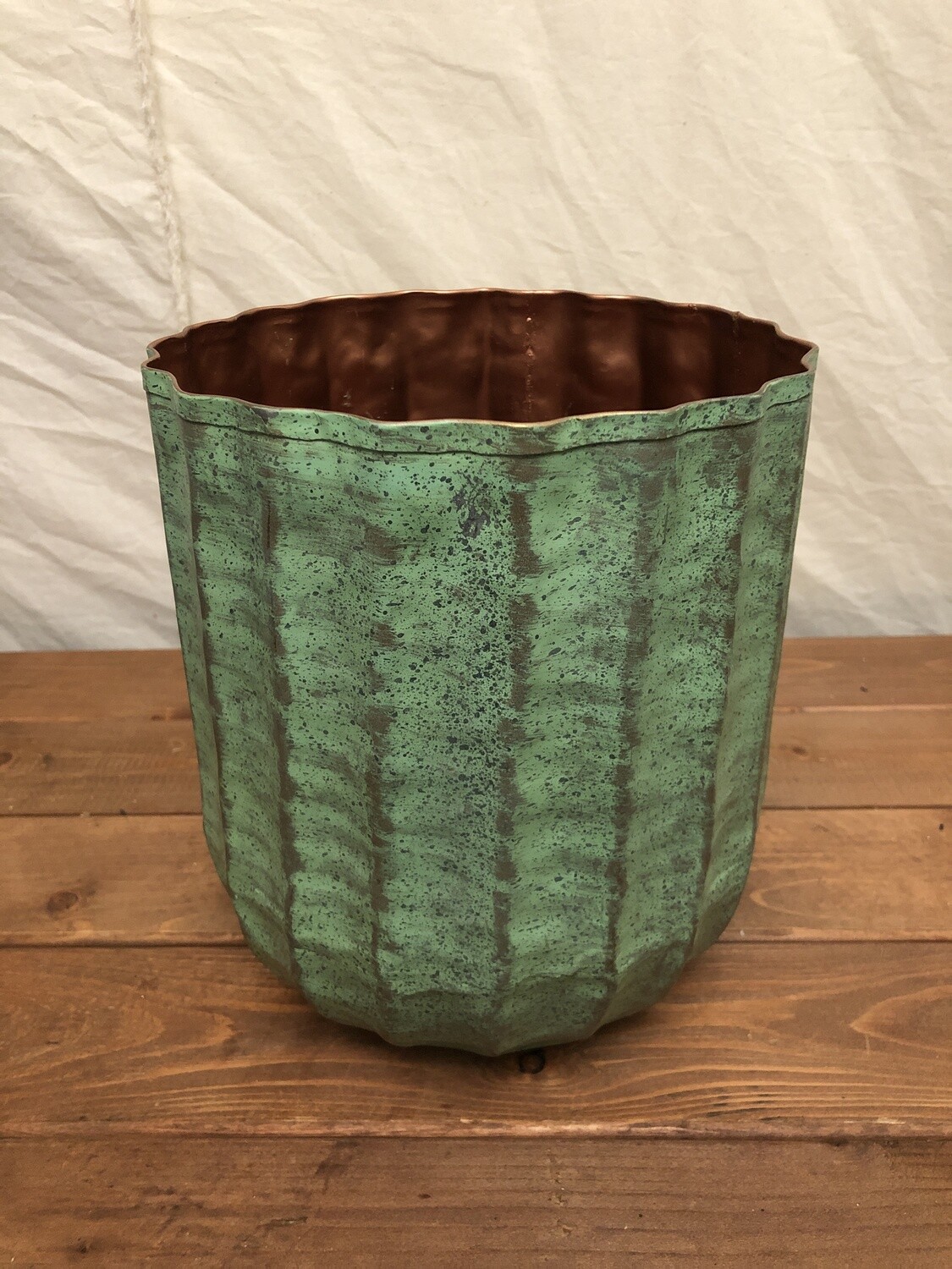 Metal Planter w/Antique Brass Finish Lg