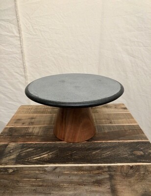 Lava Stone Cake Stand w/Wood Pedestal