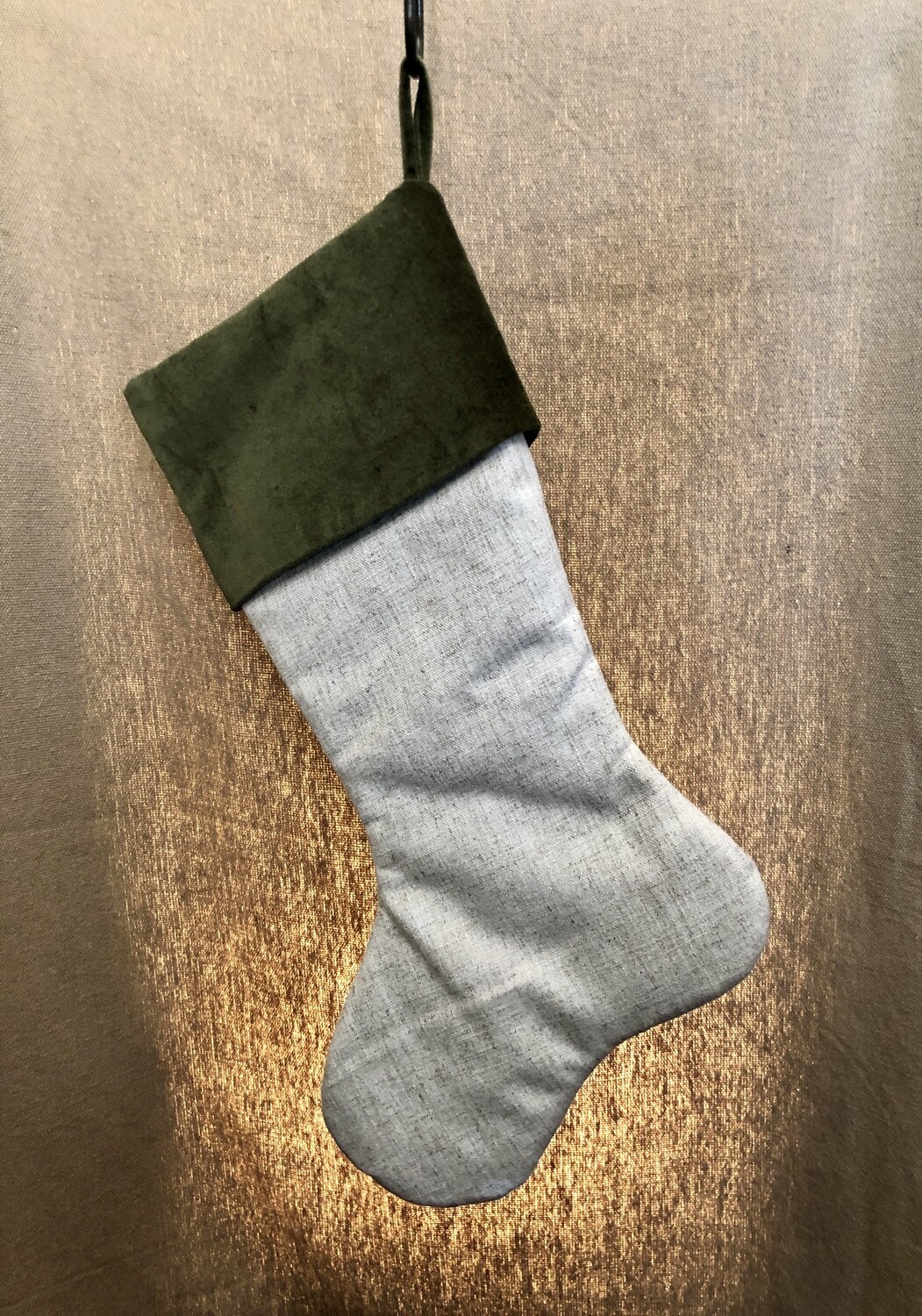 Off White/Green Velvet Stocking