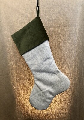 Off White/Green Velvet Stocking Off White/Green Velvet Stocking