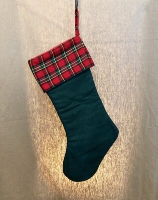 Green Velvet Christmas Stocking w/Tartan Green Velvet Christmas Stocking w/Tartan