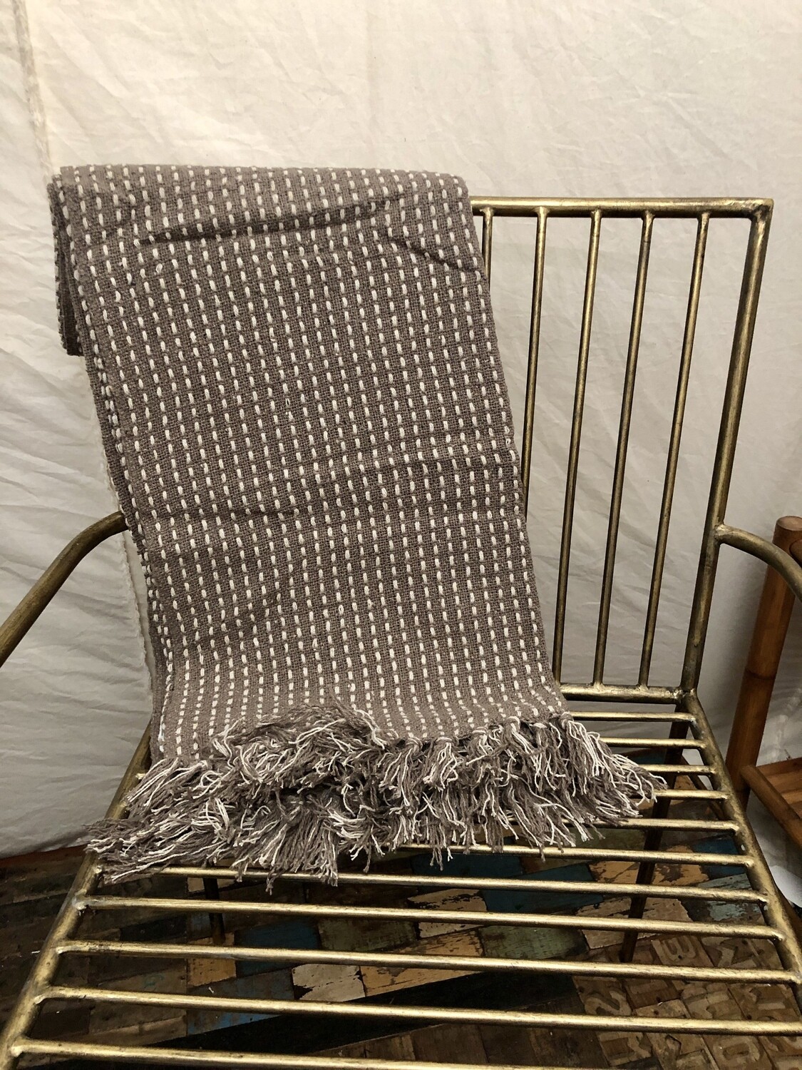 Khaki &amp; Cream Stripe Throw