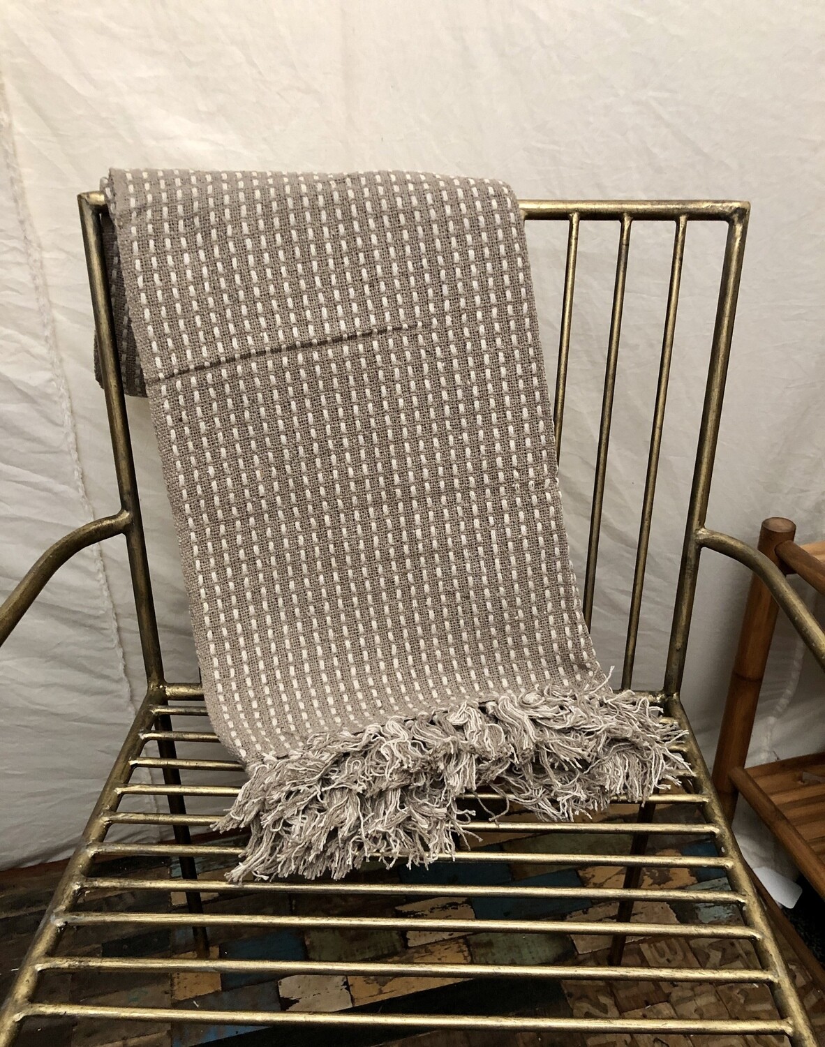 Tan &amp; Cream Stripe Throw