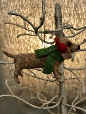 Weiner Dog w/Scarf &amp; Earmuffs Ornament