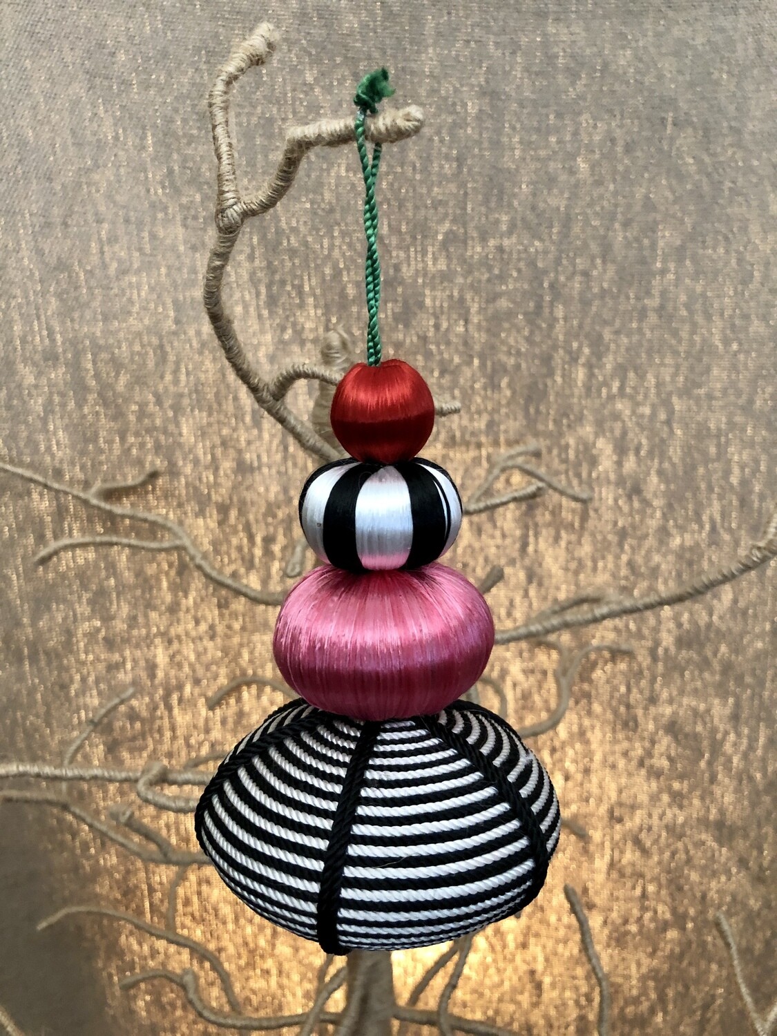 Tiered Ball Oblong Ornament Pink Tiered Ball Oblong Ornament Pink