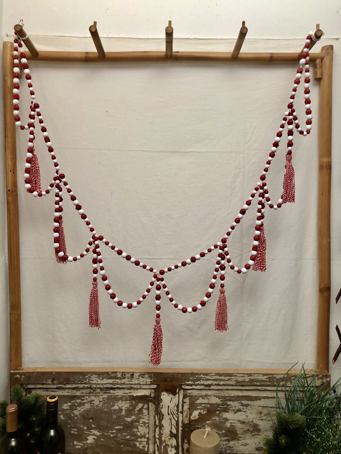 Wood Bead Garland w/Tassels 72.5" Wood Bead Garland w/Tassels 72.5"