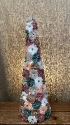 Yarn Flower Cone Topiary 16"