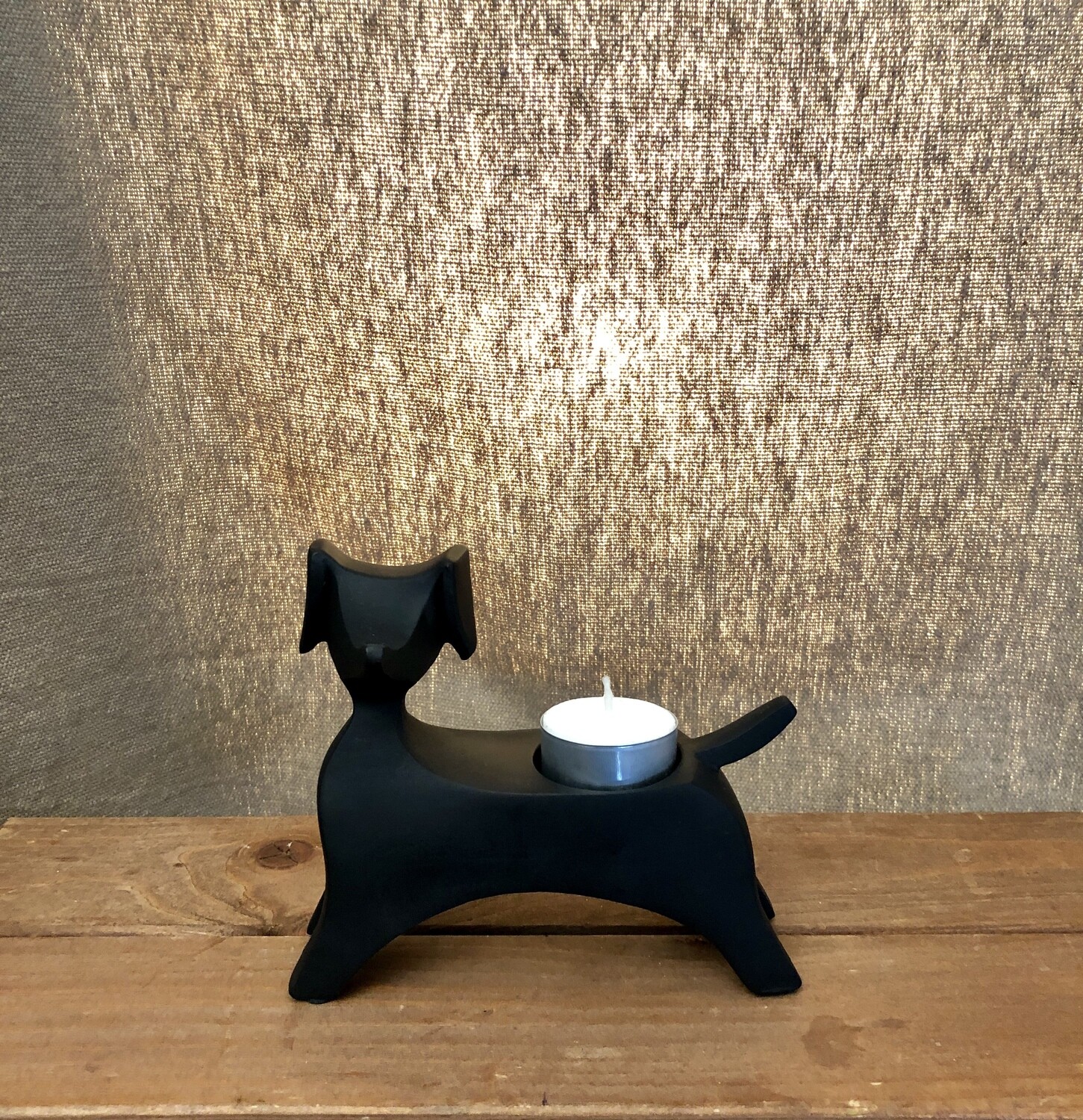 Belview Dog Tealight Holder Black