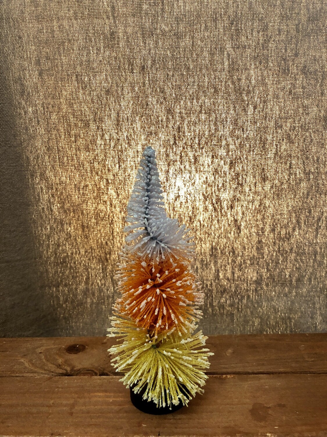 Swirl Candy Corn Bottle Brush Tree 8" Swirl Candy Corn Bottle Brush Tree 8"