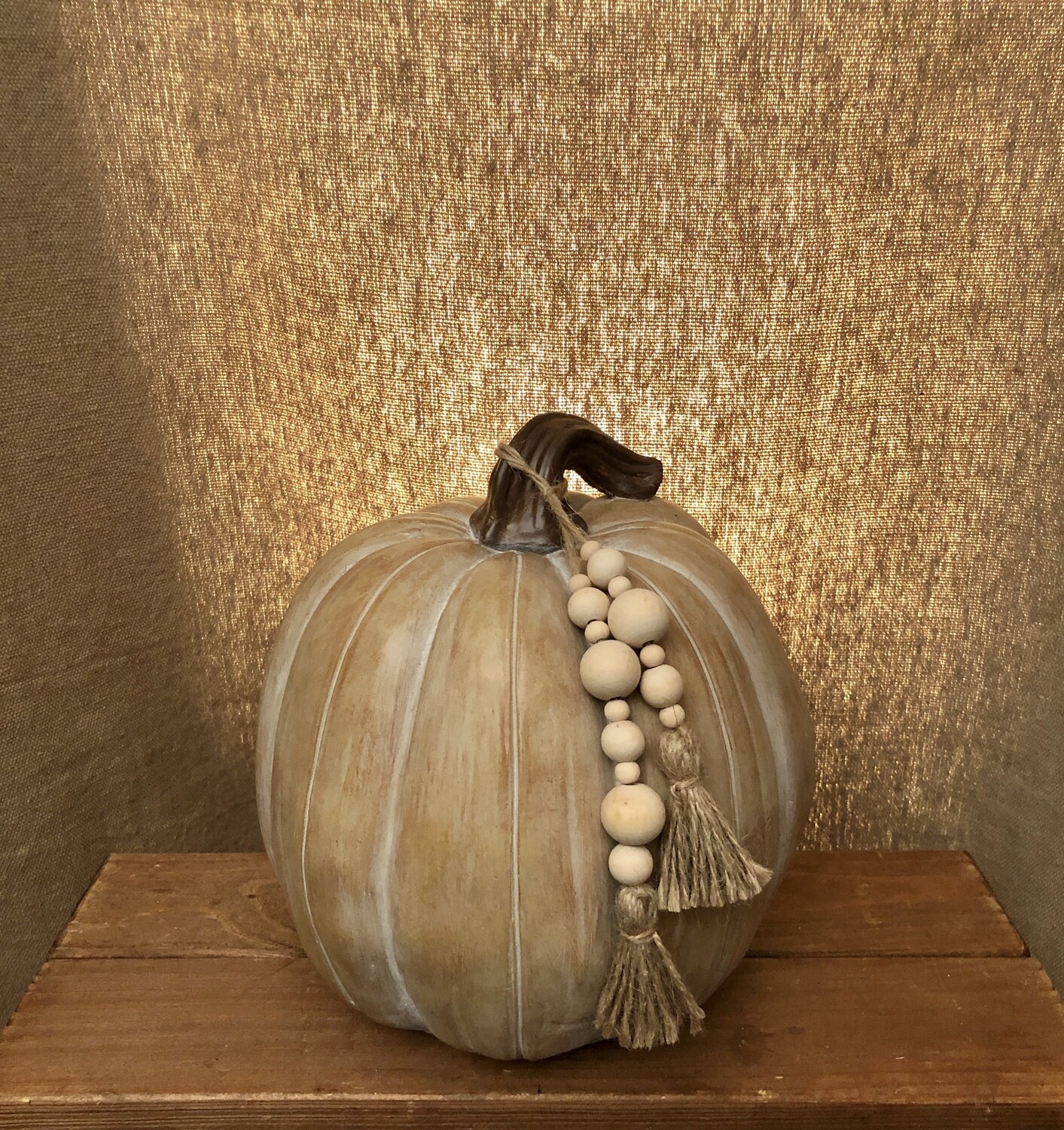 Pumpkin w/Tassel 8.5" Beige Pumpkin w/Tassel 8.5" Beige