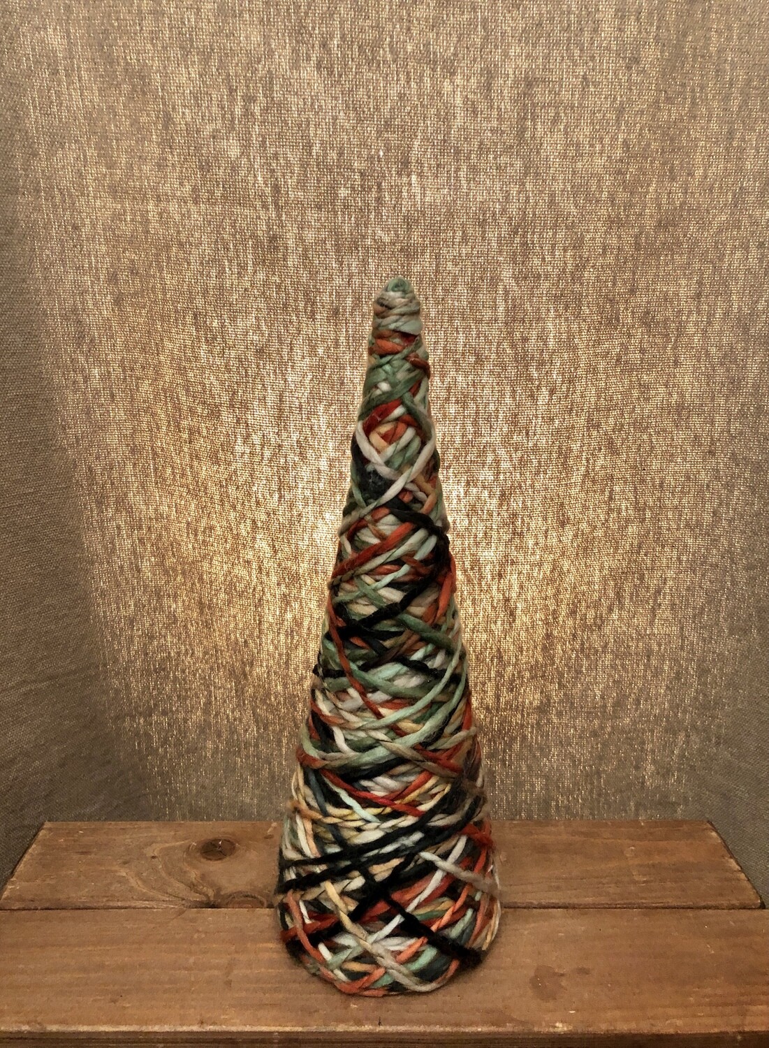 Yarn Twine Cone Topiary GR/OR/CR - Sm Yarn Twine Cone Topiary GR/OR/CR - Sm
