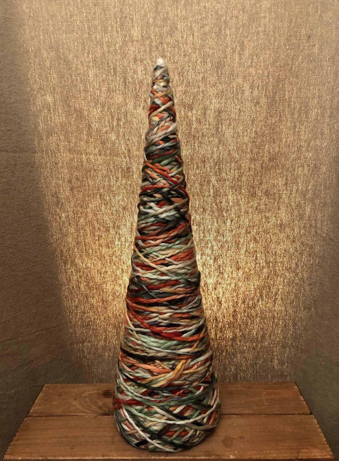 Yarn Twine Cone Topiary GR/OR/CR - Med